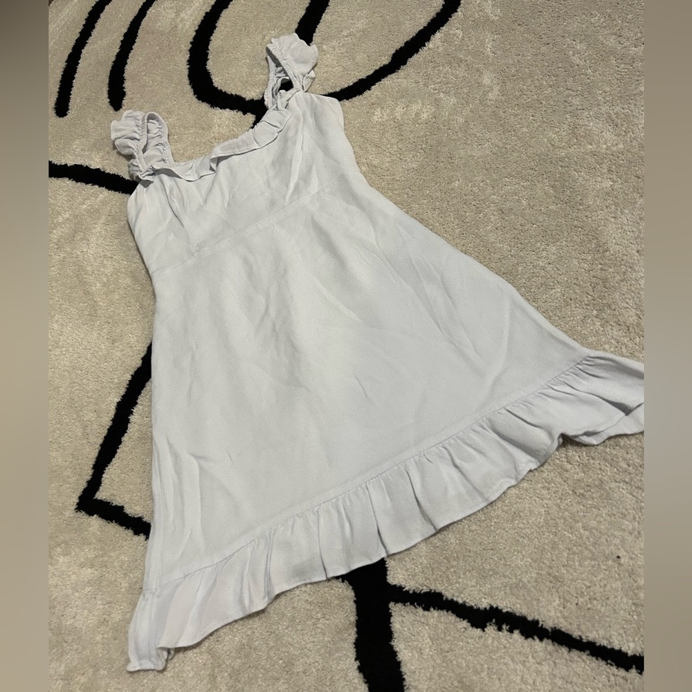 Baby Blue Mini Dress with Ruffled Hem
